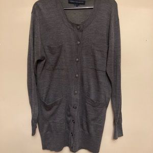 French Connection Grey Wool Cardigan, L